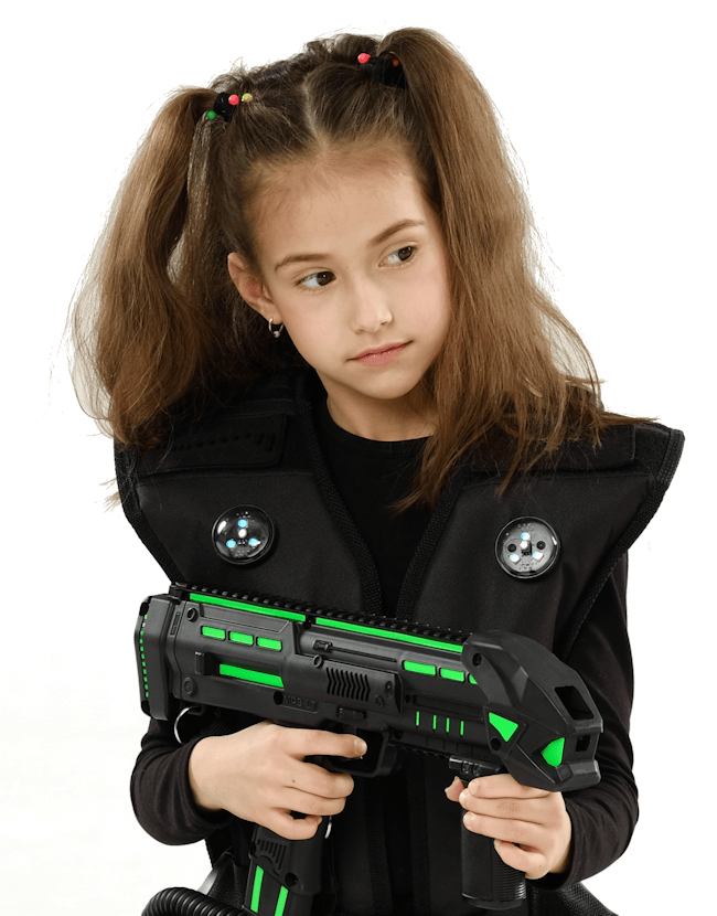 Girl with laser tag gun