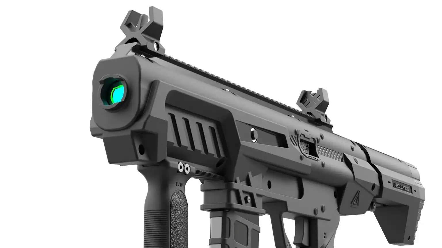 Hellfire laser tag assault rifle front look