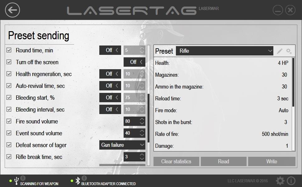 Laser Tag Configurator software 