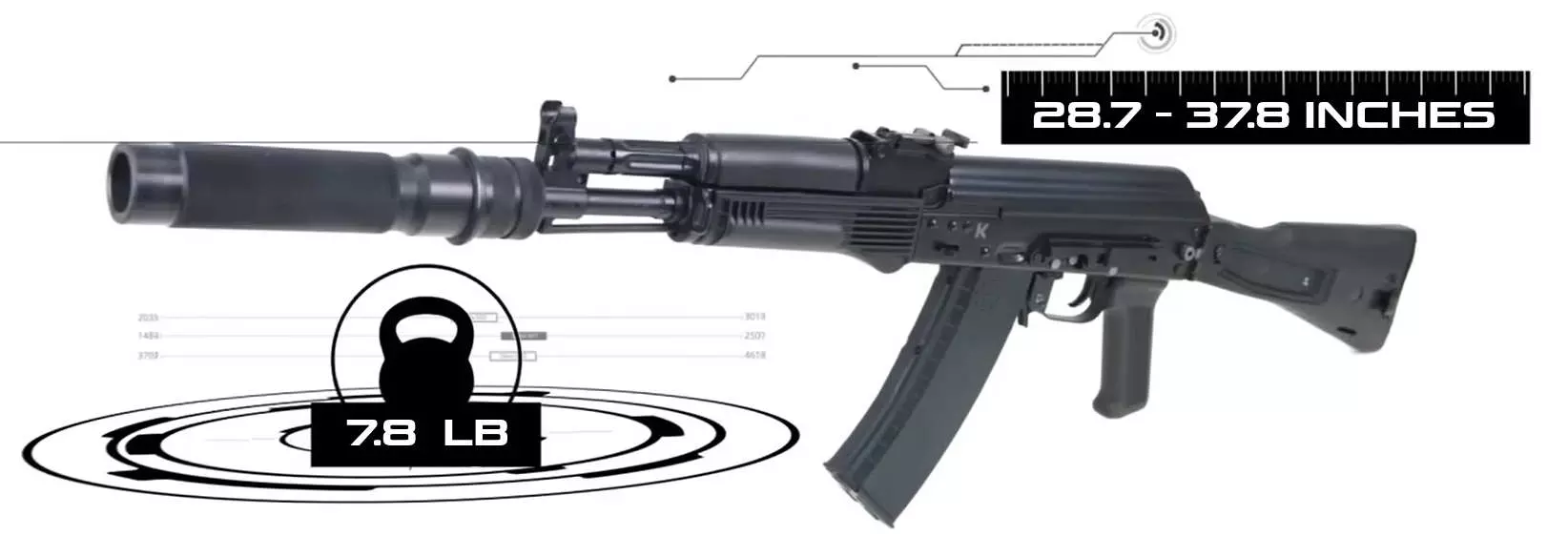 AK laser tag rifle size and weight