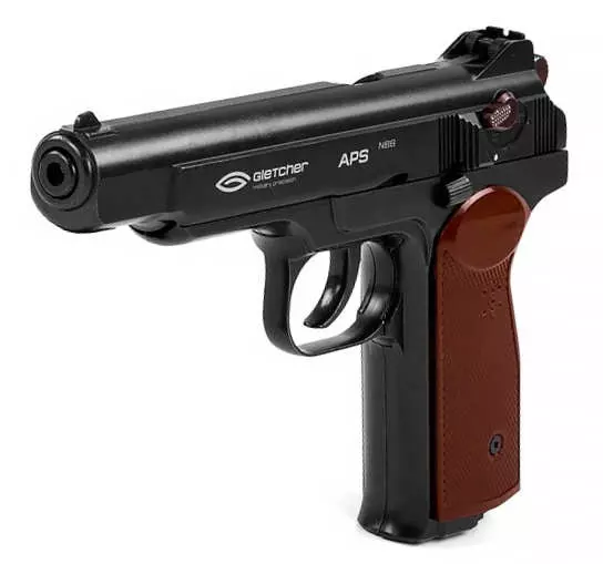 Aps Stechkin laser tag handgun front look