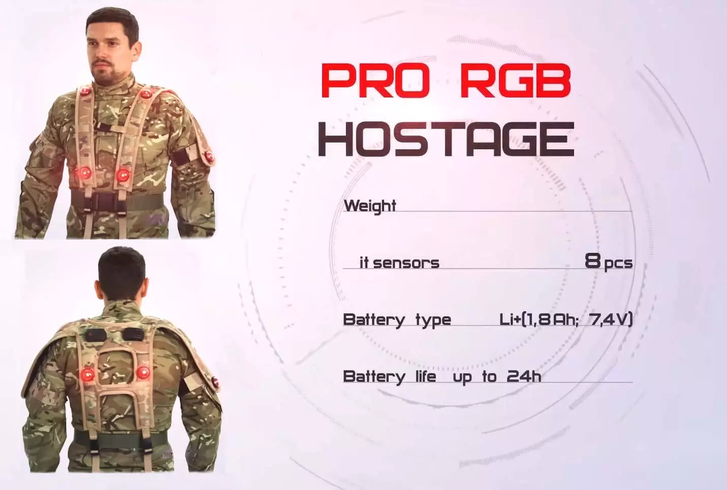 Hostage vest pro for lasertag game parameters
