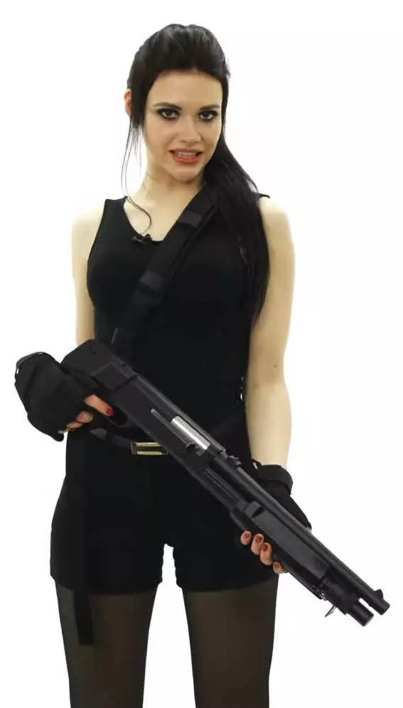 A player with Benelli M3 laser tag shotgun