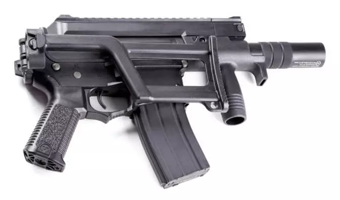 M4 Arizona SMG laser tag with folded buttstock