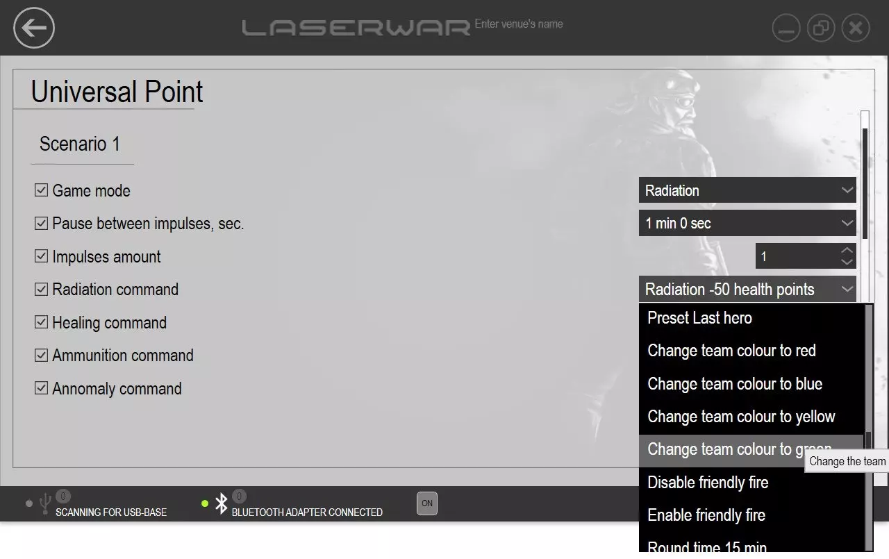 Universal point settings in laser tag scenarios 
