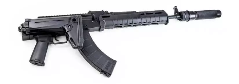 AK tagger with magpul foldered buttstock