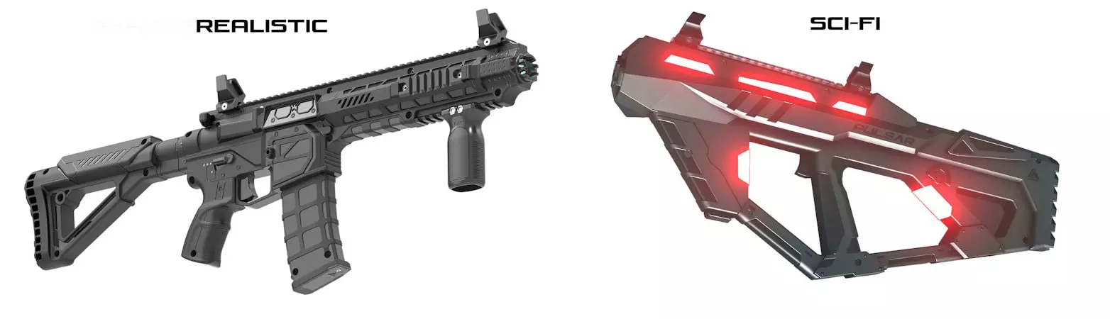 Realistic and sci-fi guns for home kids laser tag games