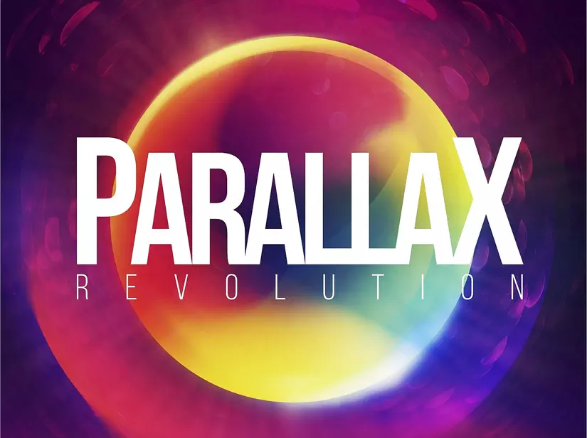 Parallax optics for laser tag logo